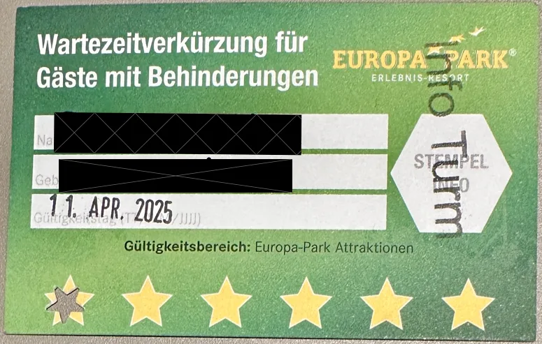 Green card Europa park ride access
